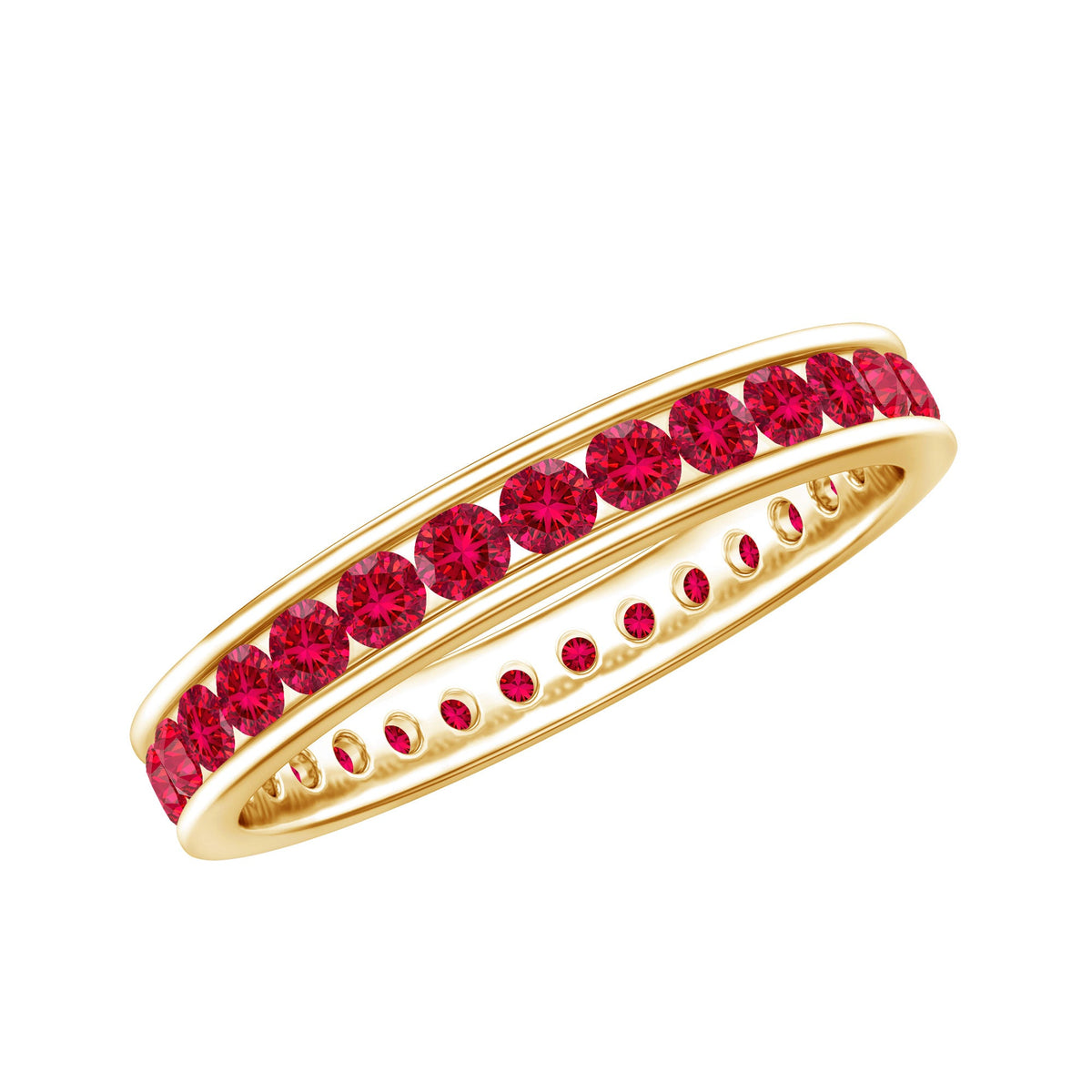 Channel Set Round Lab Created Ruby Eternity Band Ring for Women