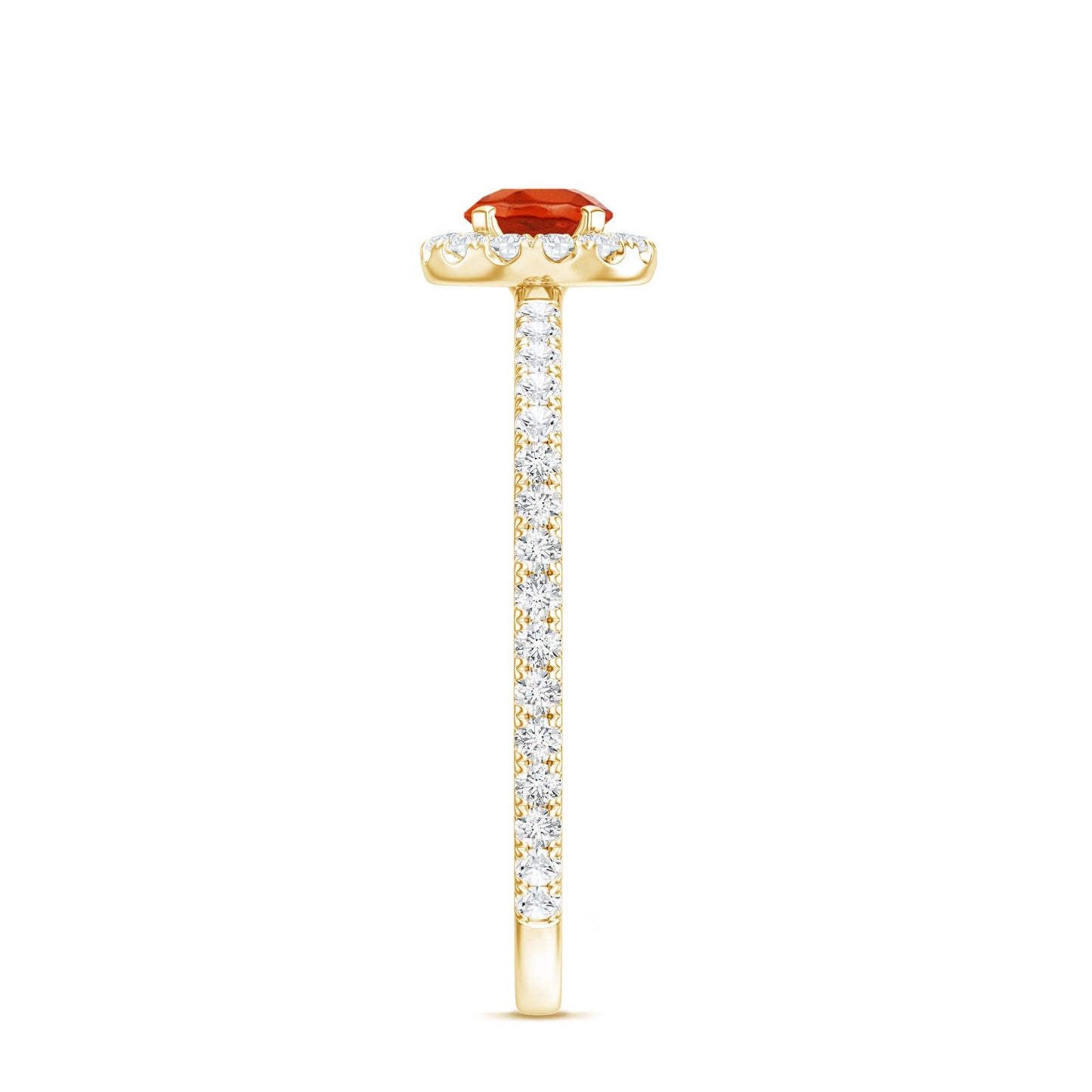Anillo de compromiso minimalista con ópalo de fuego redondo y diamante