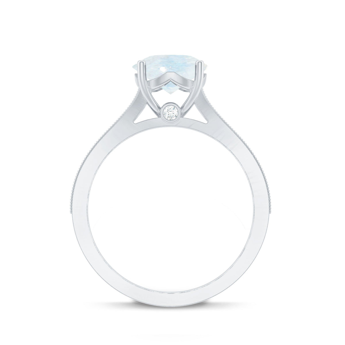 Designer Moonstone Engagement Ring with Diamond Side Stones