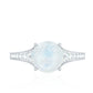 Designer Moonstone Engagement Ring with Diamond Side Stones