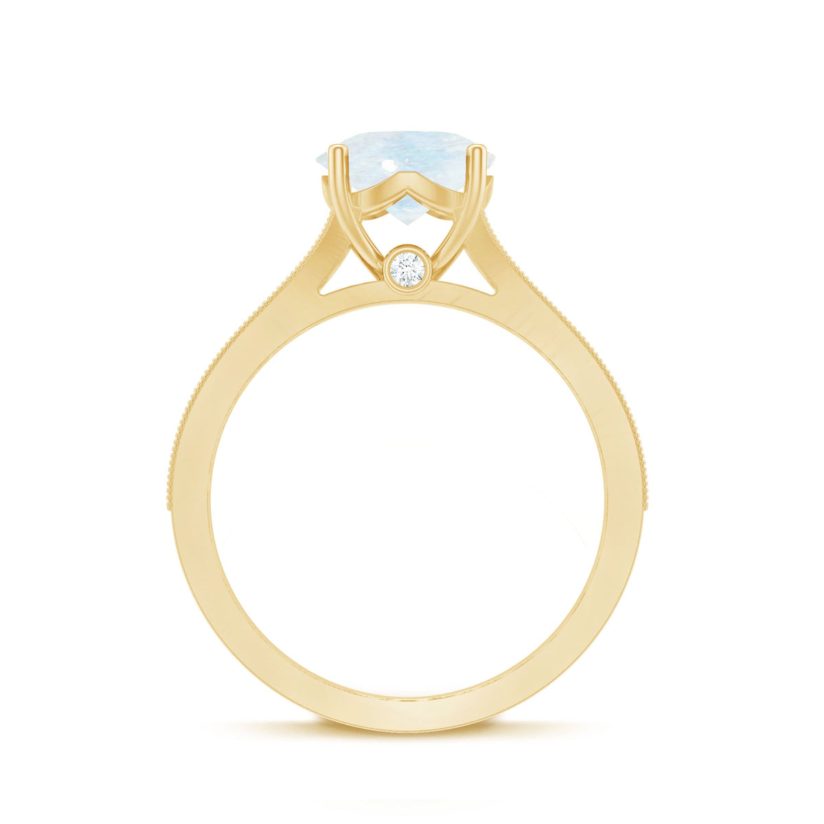 Designer Moonstone Engagement Ring with Diamond Side Stones