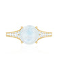 Designer Moonstone Engagement Ring with Diamond Side Stones