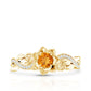 Nature Inspired Citrine Flower Engagement Ring with Diamond