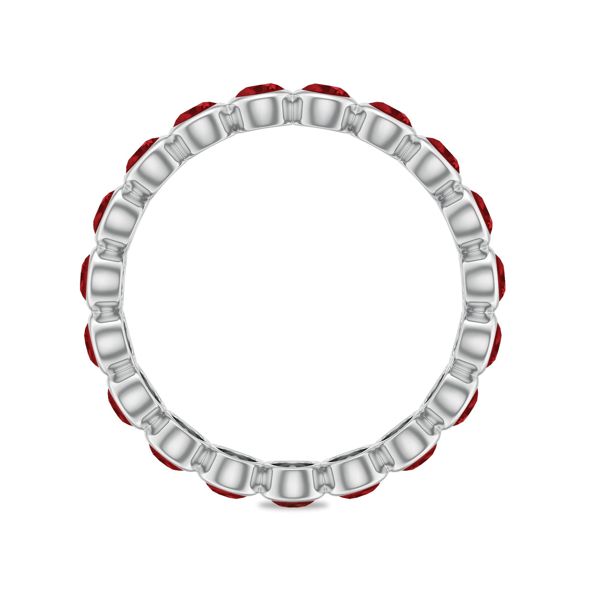 Bezel Set Round Shape Lab Created Ruby Eternity Ring