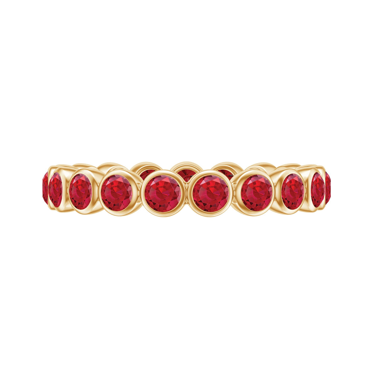Bezel Set Round Shape Lab Created Ruby Eternity Ring