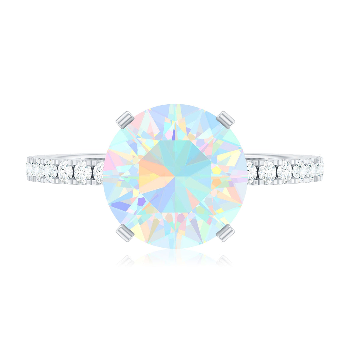 2 Carat Ethiopian Rainbow Opal Diamond Engagement Ring with Certificate