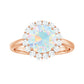 Certified Real 2 Carat Ethiopian Rainbow Opal Engagement Ring with Diamond Halo