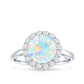 Certified Real 2 Carat Ethiopian Rainbow Opal Engagement Ring with Diamond Halo