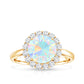 Certified Real 2 Carat Ethiopian Rainbow Opal Engagement Ring with Diamond Halo