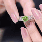 Antique Inspired 2 Carat Peridot Engagement Ring with Diamond
