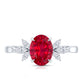 1.5 Carat Lab Created Ruby Oval Engagement Ring with Diamonds