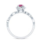 Nature Inspired Pink Tourmaline and Diamond Engagement Ring