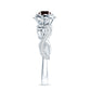 Certified Natural Garnet Rose Flower Engagement Ring with Diamond