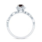 Certified Natural Garnet Rose Flower Engagement Ring with Diamond
