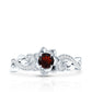 Certified Natural Garnet Rose Flower Engagement Ring with Diamond