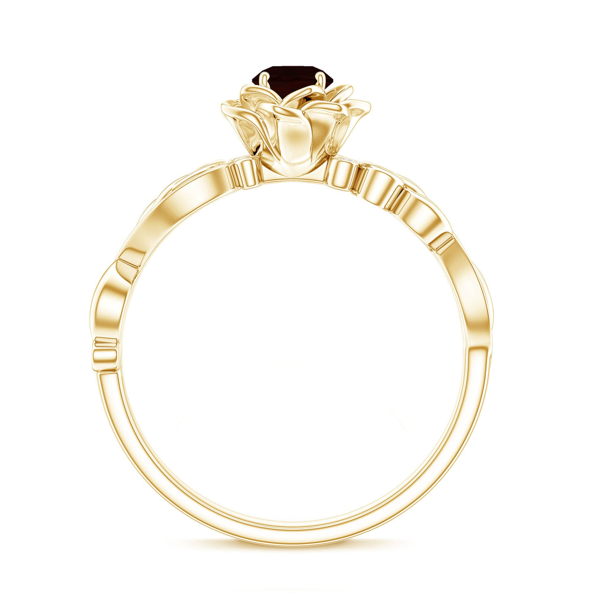 Certified Natural Garnet Rose Flower Engagement Ring with Diamond
