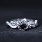 Nature Inspired Black Onyx and Diamond Floral Engagement Ring