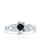 Nature Inspired Black Onyx and Diamond Floral Engagement Ring