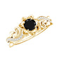 Nature Inspired Black Onyx and Diamond Floral Engagement Ring