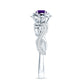 Real Amethyst Nature Inspired Engagement Ring With Diamond