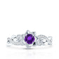 Real Amethyst Nature Inspired Engagement Ring With Diamond