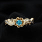 0.6 Carat Round Shape London Blue Topaz Nature Inspired Engagement Ring with Diamond