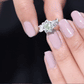Genuine Peridot and Diamond Flower Inspired Engagement Ring