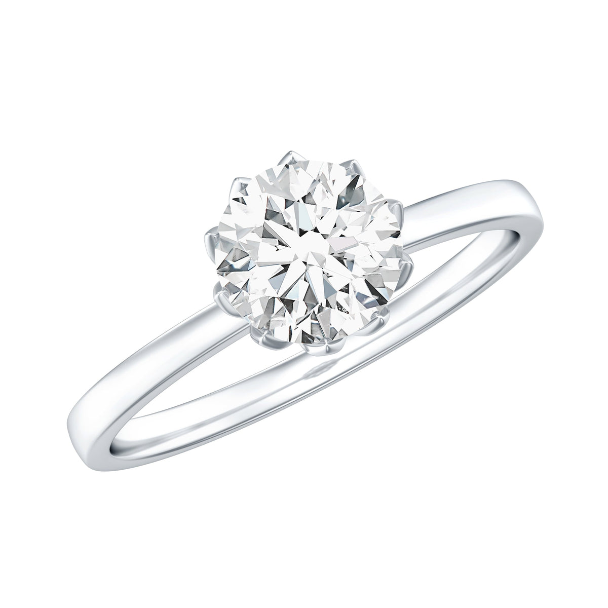 0.9 Carat Moissanite Solitaire Ring in Lotus Basket Setting