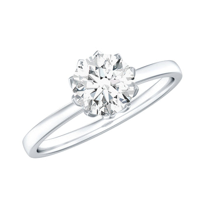 0.9 Carat Moissanite Solitaire Ring in Lotus Basket Setting