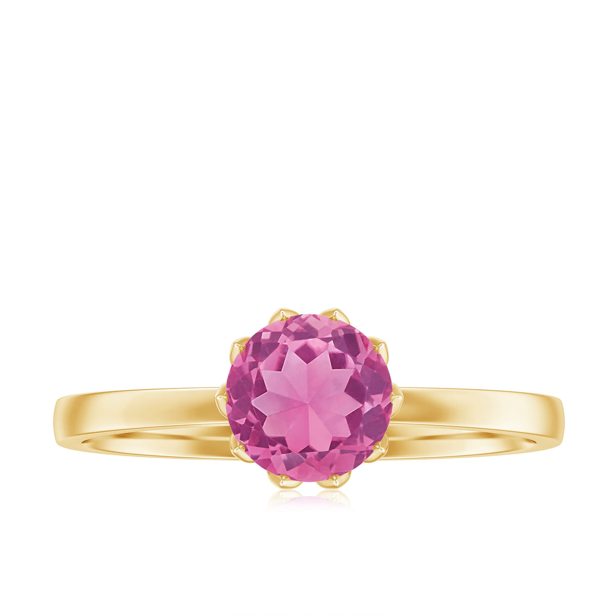 1.2 Carat Natural Pink Tourmaline Solitaire Ring in Lotus Basket Setting