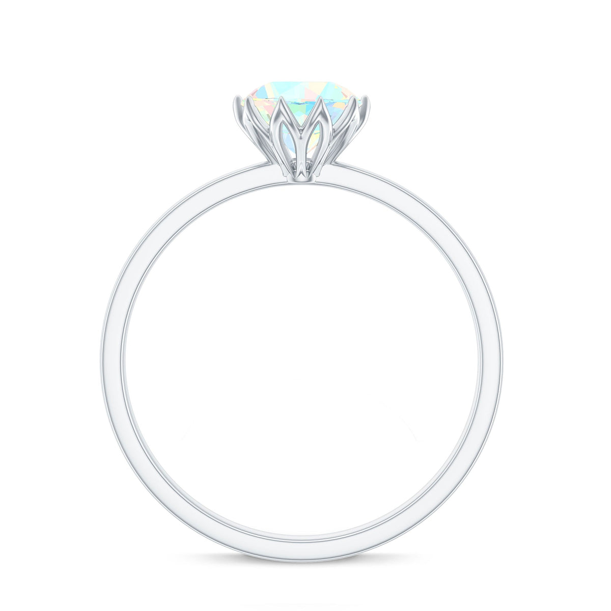Natural 2 Cart Ethiopian Opal Engagement Ring in Lotus Basket Setting