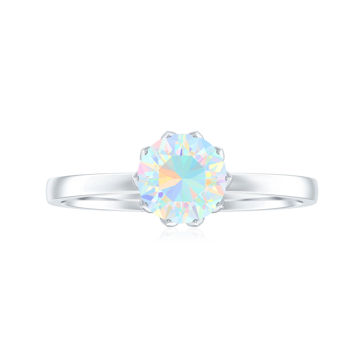 Natural 2 Cart Ethiopian Opal Engagement Ring in Lotus Basket Setting