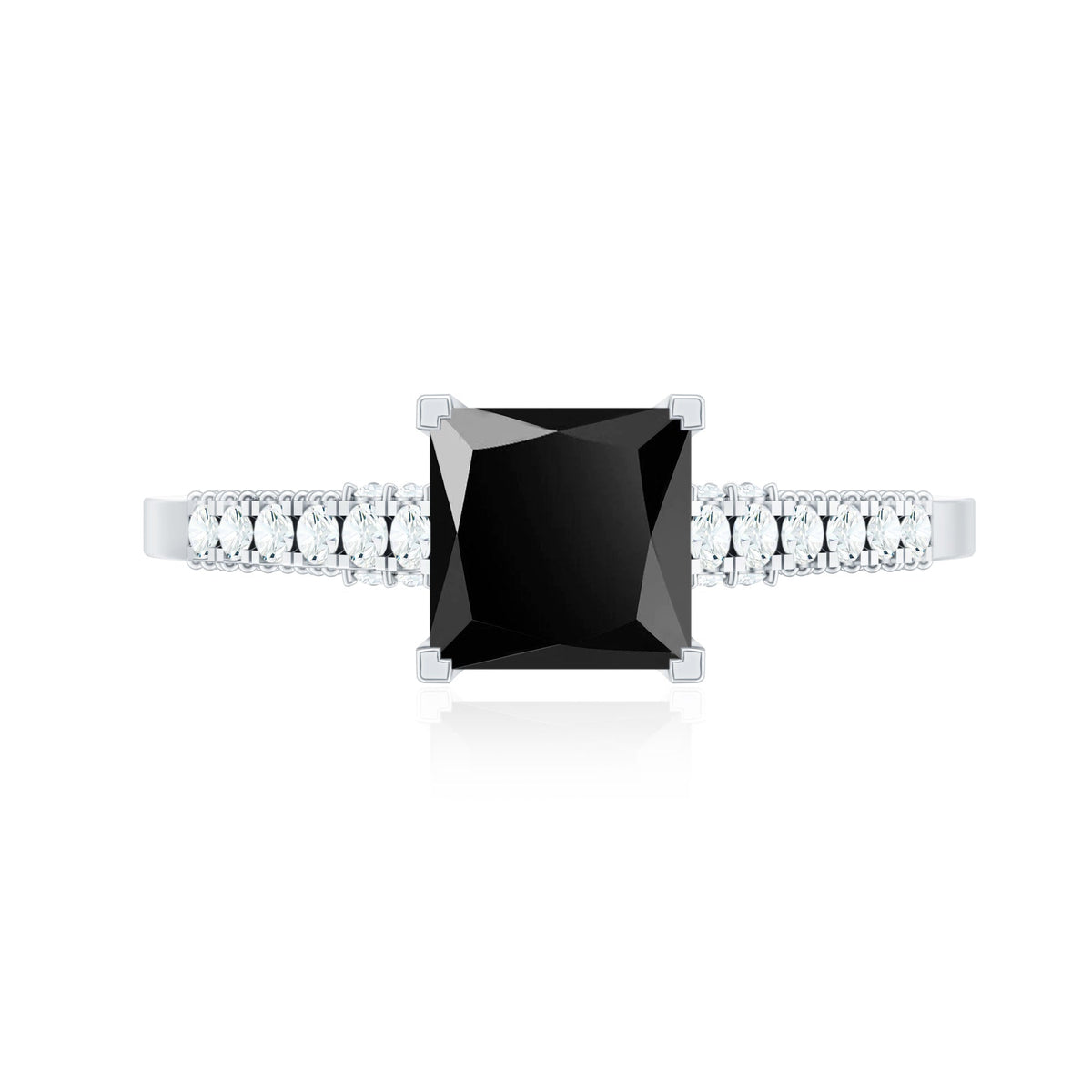 Vintage Inspired 1 Carat Lab Created Black and White Diamond Engagement Ring