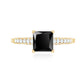 Vintage Inspired 1 Carat Lab Created Black and White Diamond Engagement Ring