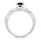 Vintage Looking Black Spinel Engagement Ring with Diamond