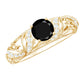 Vintage Looking Black Spinel Engagement Ring with Diamond