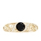 Vintage Looking Black Spinel Engagement Ring with Diamond