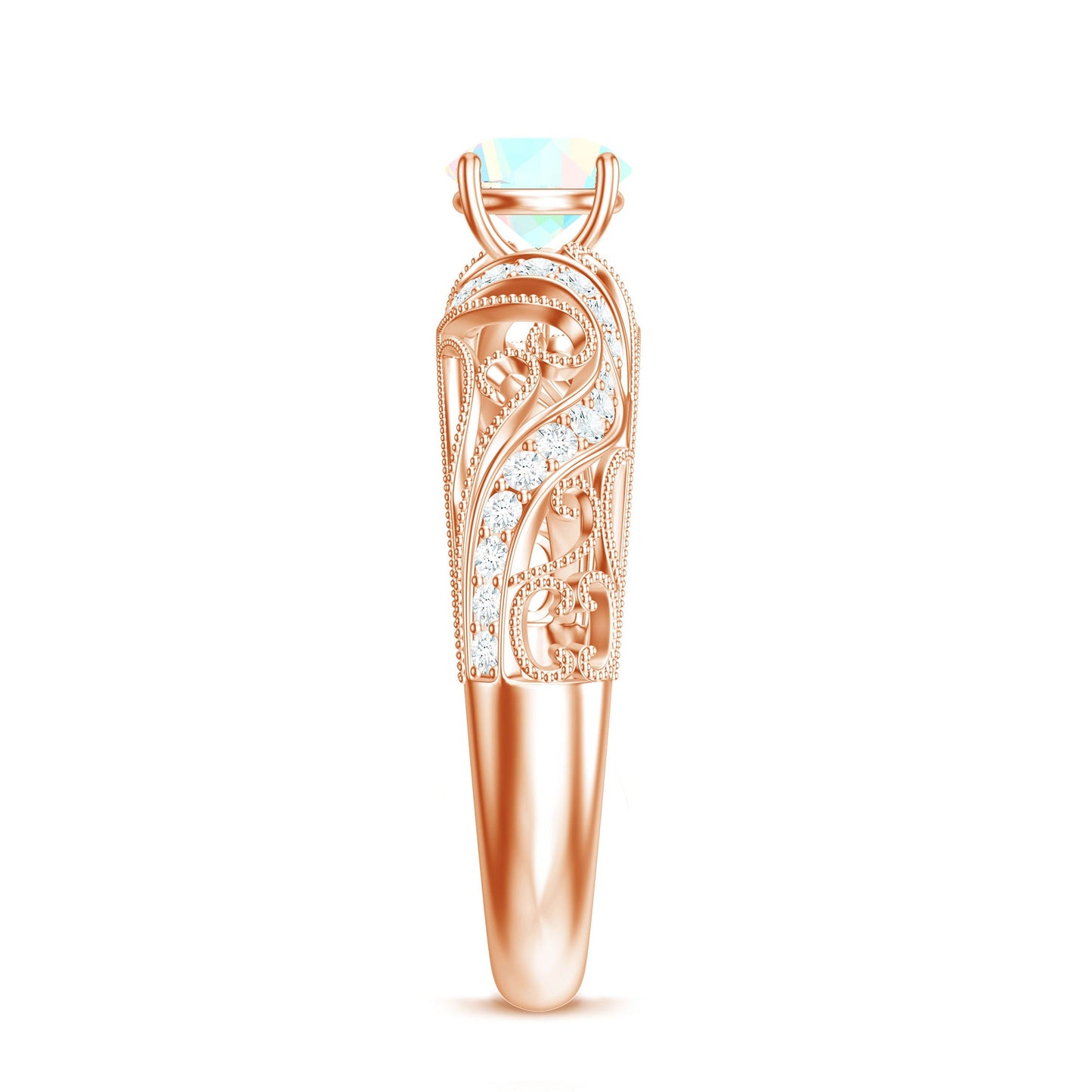 Anillo de compromiso con diamantes de ópalo etíope natural estilo vintage con certificado