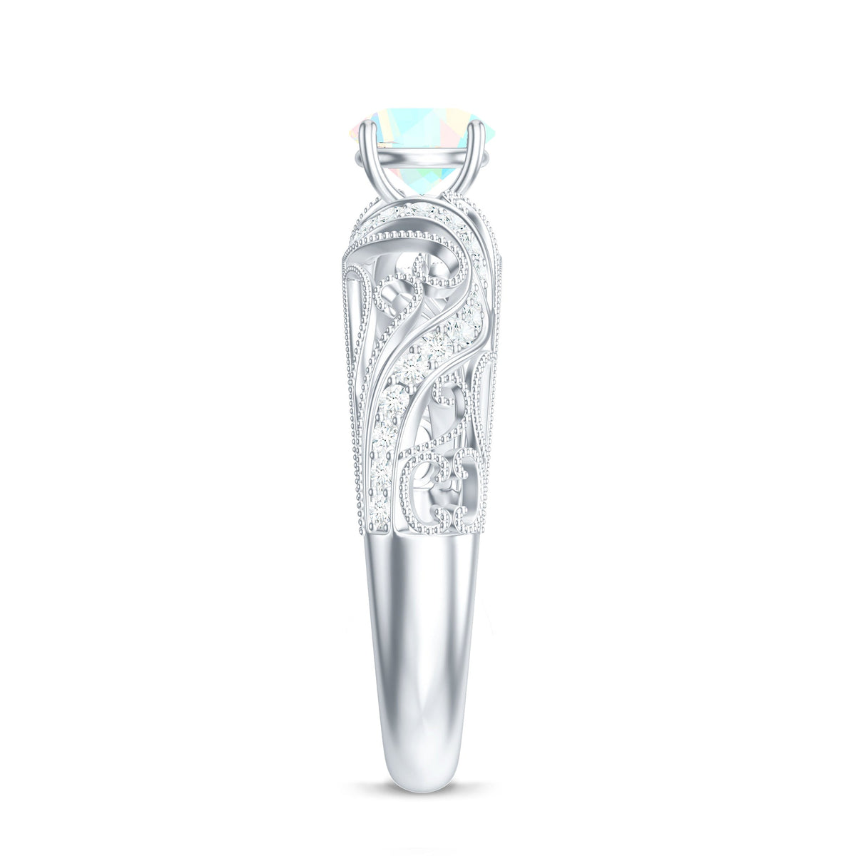 Anillo de compromiso con diamantes de ópalo etíope natural estilo vintage con certificado