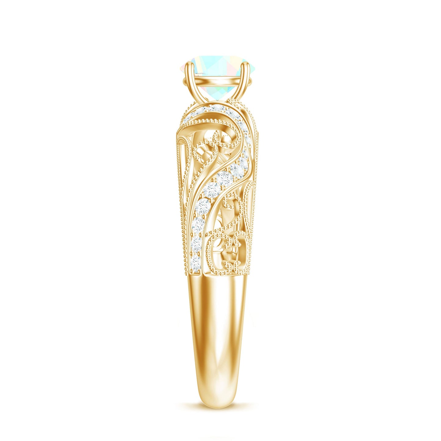 Anillo de compromiso con diamantes de ópalo etíope natural estilo vintage con certificado