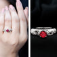 Anillo de compromiso de inspiración vintage con rubí y diamante creados en laboratorio