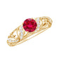 Anillo de compromiso de inspiración vintage con rubí y diamante creados en laboratorio