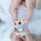 Anillo de compromiso de inspiración vintage con rubí y diamante creados en laboratorio