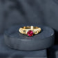 Anillo de compromiso de inspiración vintage con rubí y diamante creados en laboratorio