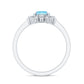 Genuine 0.8 Aquamarine Floral Engagement Ring with Diamond Side Stones