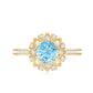 Genuine 0.8 Aquamarine Floral Engagement Ring with Diamond Side Stones