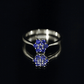 Certified Round Shape Blue Sapphire Cluster Flower Ring