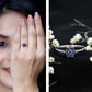 Certified Round Shape Blue Sapphire Cluster Flower Ring