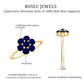 Certified Round Shape Blue Sapphire Cluster Flower Ring