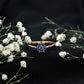 Certified Round Shape Blue Sapphire Cluster Flower Ring